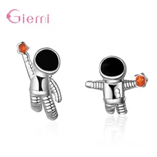 925 пробы серебряные маленькие серьги-гвоздики с космонавтами Модные женские Уникальные милые серьги с пришельцами для юбилея Вечерние