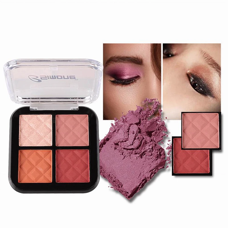 

Four-color matte shimmer eyeshadow palette Red waterproof three-dimensional peach nude cosmetic eye shadow