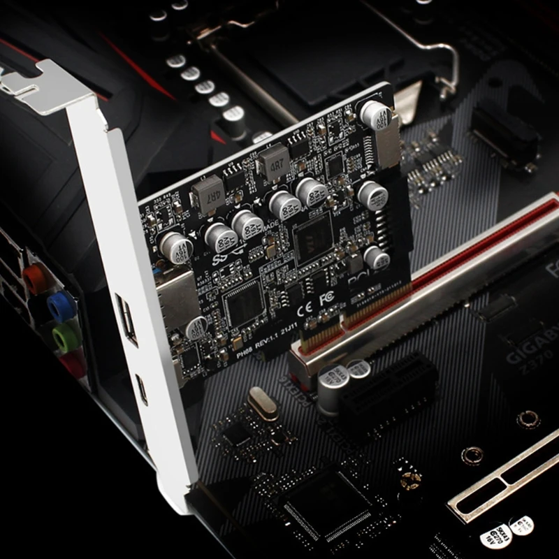Usb 3.2 Pcie Riser Cartão com tipo c Portas 10gbps Pci-e 3.0 4x para Usb 3.2 Gen tipo e 19p 20p Conector Adicionar no Cartão 2023 Novo - Imagem 4