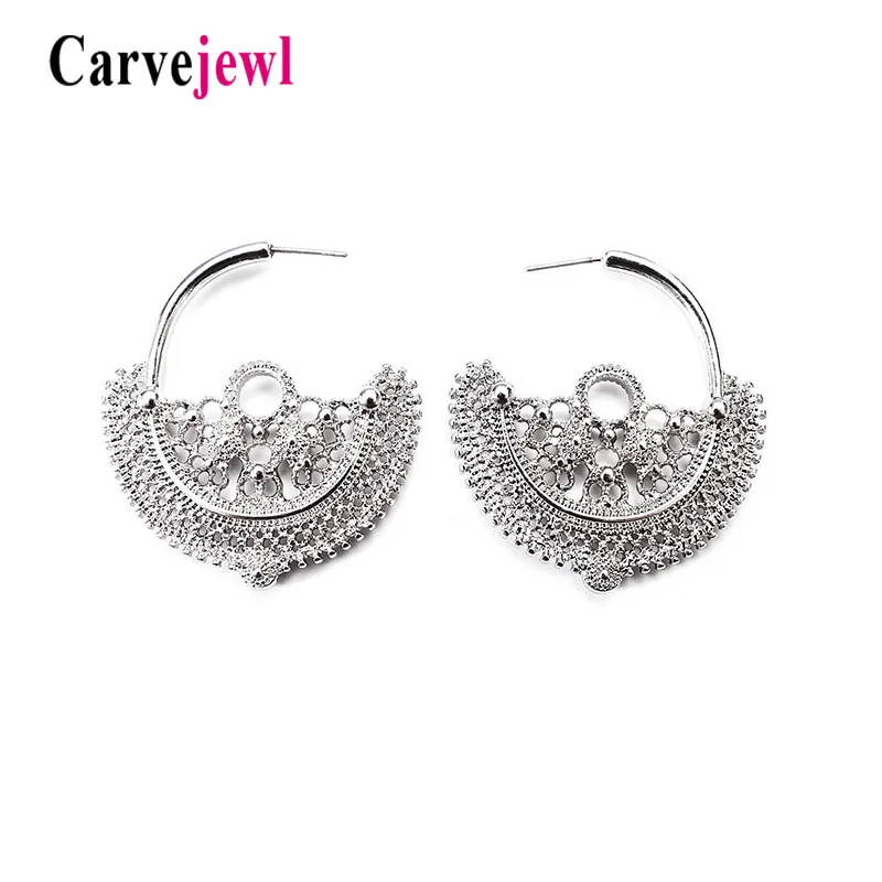 Carvejewl серьги-кольца металлические простые Цветочные ажурные для женщин