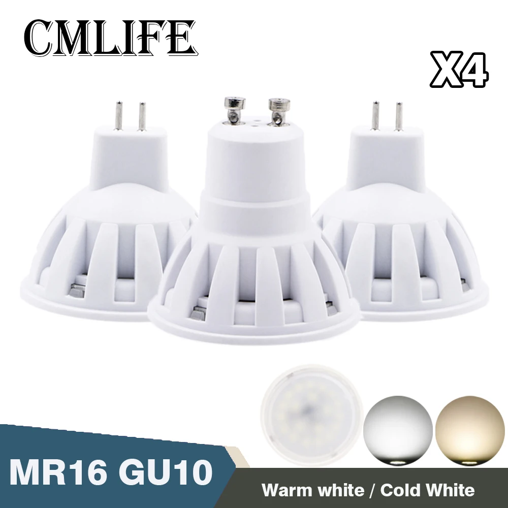 4pcs LED Light GU10 MR16 GU5.3 E27 E14 Bulb 2W 3W 4W 5W 6W 220V Lampada Condenser lamp Diffusion Spotlight Energy Saving | Освещение