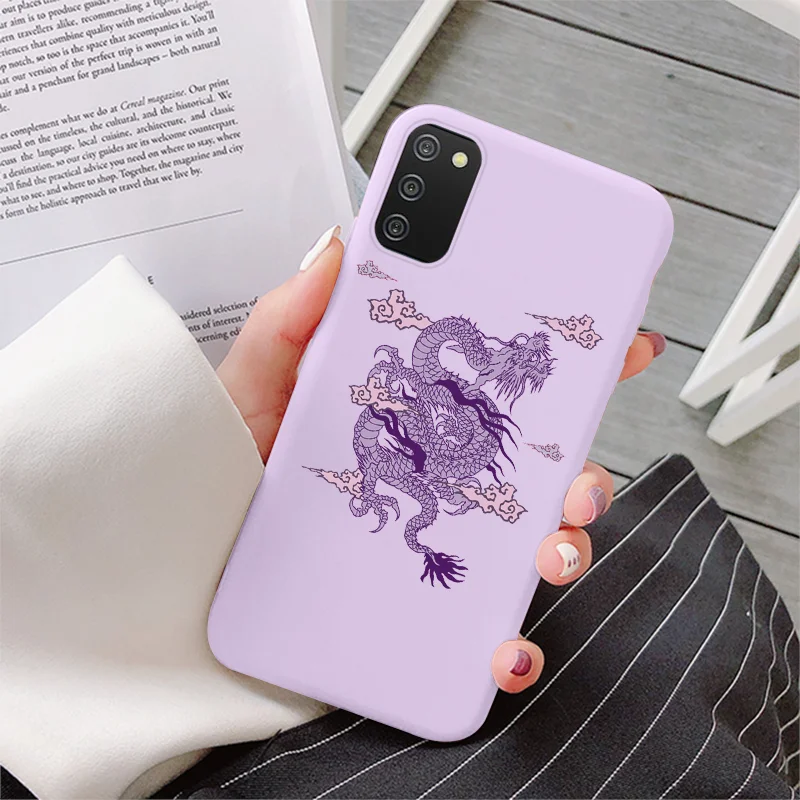 For Samsung Galaxy A02s Case 6.5" Soft Silicone Tpu Back Cover For Samsung a02 s A 02s Protective Flower Dinosaur Fundas Bumper flip phone cover Cases & Covers