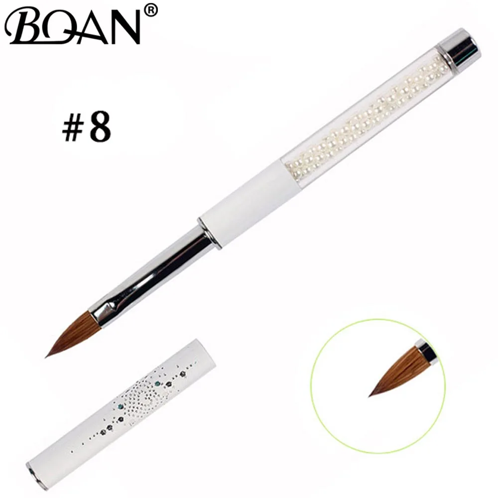 white size 8 BQAN розовый#2 1 шт Кисть для ногтей художественная акриловая кистообразная кисть для рисования 3D кисть для рисования - Цвет: white size 8