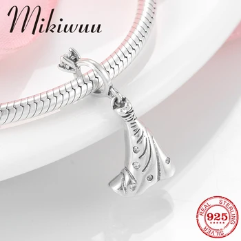 

Send lover fine 925 Sterling Silver CZ pendant Romantic wedding dress bead Jewelry making fit Original Mikiwuu Charm Bracelet