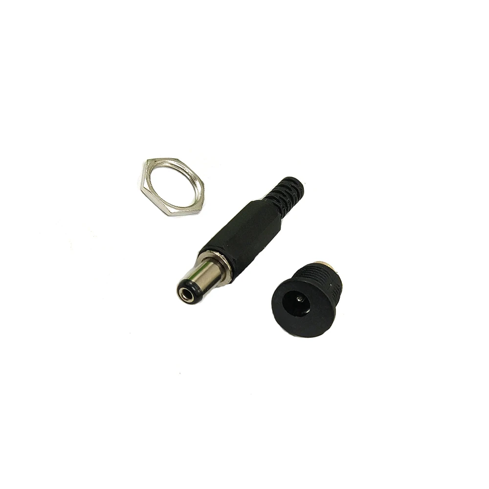 12V 3A 5.5*2.1 5.5*2.5 Plastic Male Plugs DC022 DC Power Socket Female Jack Screw Nut Panel Mount Connector DC005 10PCS/LOT