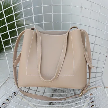 

Simple Style Leather Handbags Women Designer Large Capacity Shoulder Tote Bags Lady Casual Messenger Bucket Bag