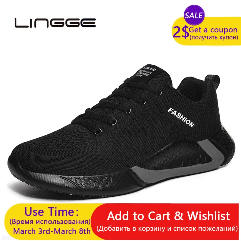 

LINGGE 2020 Spring New Men Shoes Fashion Lightweight Men Casual Shoes Increased Breathable Cool Men Walking Sneakers 38-46