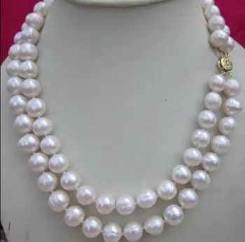 

fashion 2 row 8-9MM NATURAL WHITE SOUTH SEA PEARL NECKLACE 17 - 18 INCH 14K