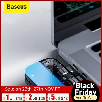

Baseus USB 3.0 Dual Type C 4K HDMI HUB Adapter PD Quick Charging HUB Converter 5 Ports For Mac Notebook Pro 2016/2017/2018/2019