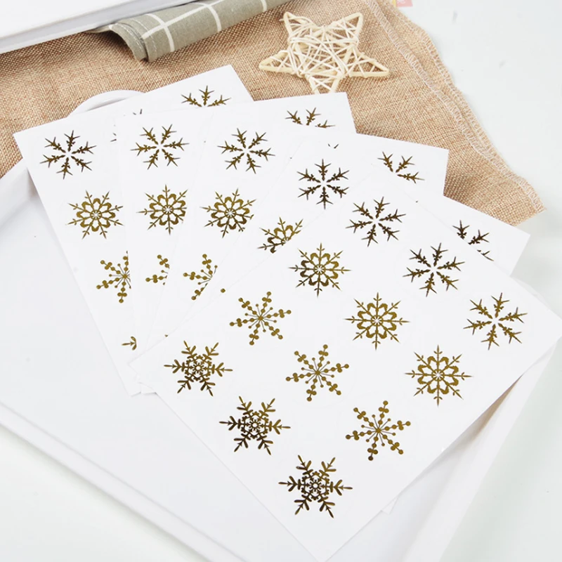 

1200pcs/Lot Bronzing transparent Snowflake Seal Sticker Scrapbooking Cards Envelope Box Packing Label Christmas Sealing Stickers