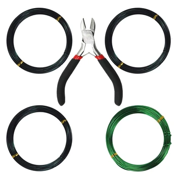 

Tree Training Wires for Bonsai Tree, with Bonsai Wire Cutter - Size 1.0 mm/ 1.5 mm/ 2.0 mm (128 Feet Total), Anti-Corrosion and