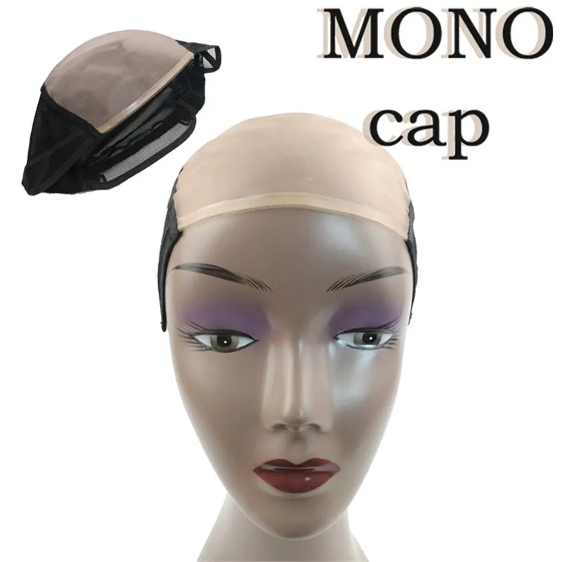 1PC 5.5 Inch Mono Net Lace Cap for Making Wigs Base Mesh Hairnets Head Cover Cap Hair Accessories with Adjustable Stripes