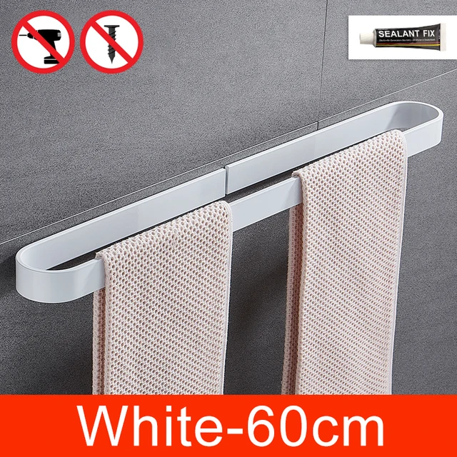 No Drill Aluminum Towel Holder Set