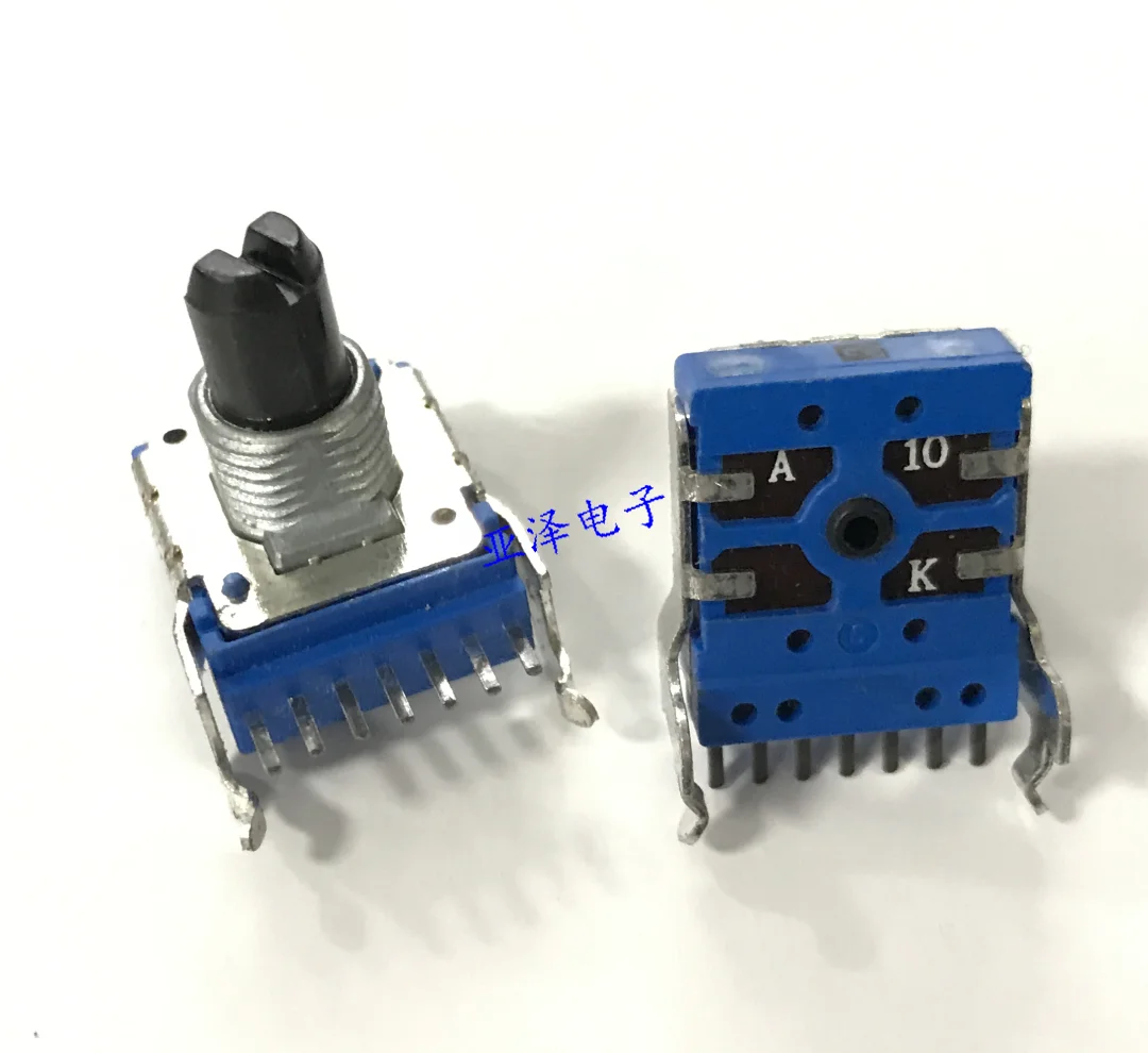 2PCS RK14 type potentiometer dual A10K shaft length 12MM power amplifier volume potentiometer 7P