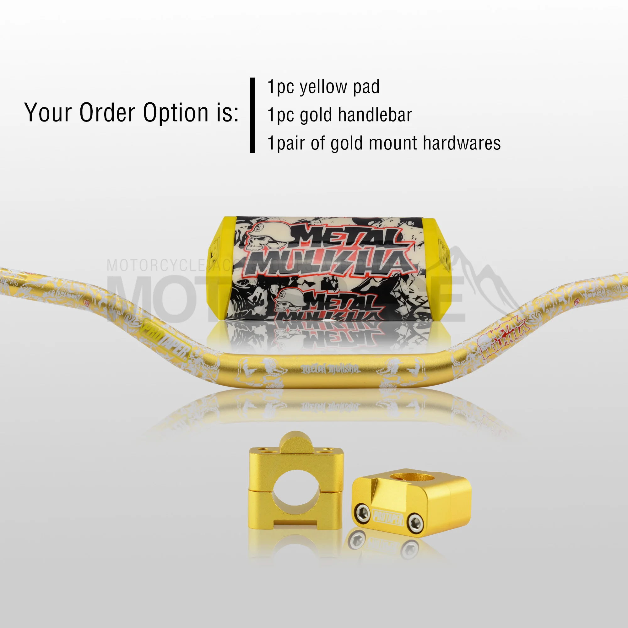 Gold Combo3 Руль для Pro Taper Pack Bar 1-1/" Mulisha ручка бар колодки Захваты Pit Pro Гонки Грязь велосипед ямы мотоцикл с адаптер cnc - Цвет: Gold Combo3