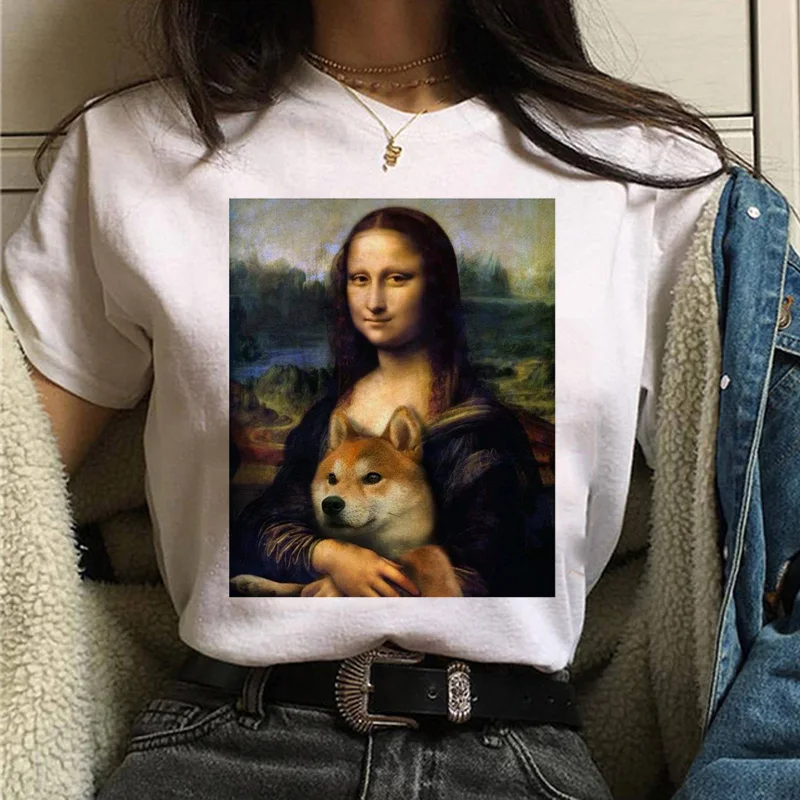 Mona lisa Футболка Harajuku Женская 90s забавная Винтажная Футболка Ullzang с графическим рисунком футболка корейский стиль футболки женские эстетические - Цвет: 500