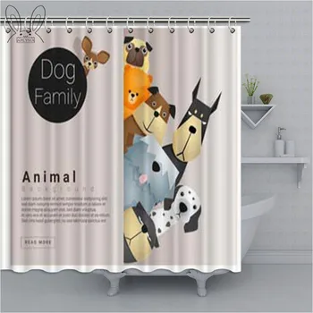 

Cute Dog Family Bathroom Curtain 3D Cartoon Animal Waterproof Shower Curtain Polyester Fabric For Kids Bath Decor Shower Sets