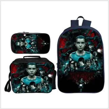 

3 PCS/SET Stranger Things Kids School Bag for Child Casual Book Bag Backpack Student Pen Pencil Bag Custom Mochilas