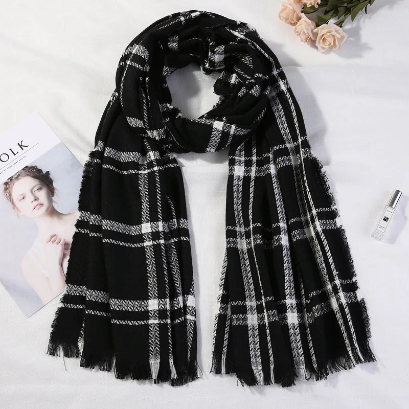 Hot Designer Winter Women Scarf Plaid Warm Cashmere Scarves Shawls Female Luxury Brand Pashmina Scarf Lady Blanket Wrap