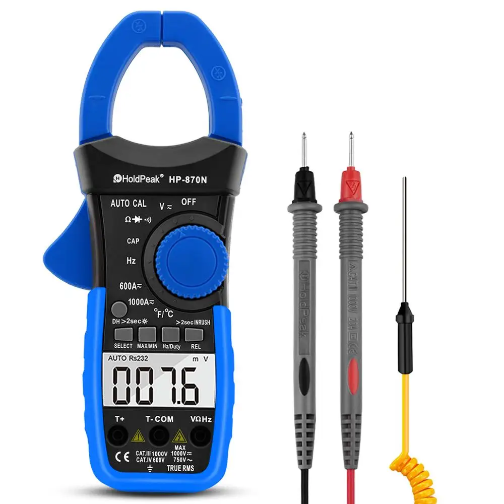 HoldPeak HP-870N Auto Range Multimetro Digital Clamp Meter Multimeter Pinza Piers Ammeter Amperimetro True RMS Frequency Tester