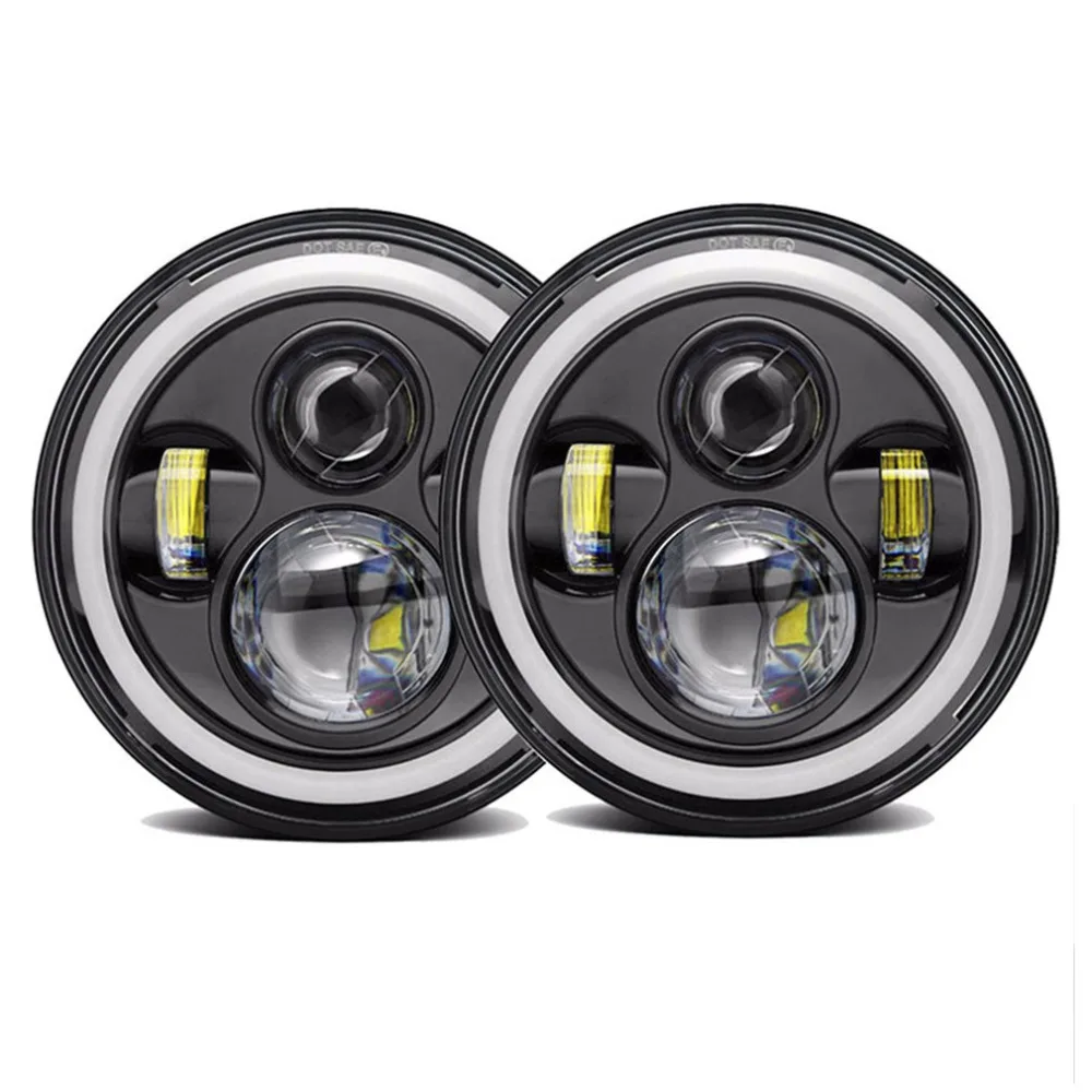 Новинка 2x7 дюймов 45 Вт круглый светодиодный светильник на голову s Halo Angle Eyes Для Jeep для Wrangler для JK LJ TJ CJ головной светильник s внедорожный рабочий светильник