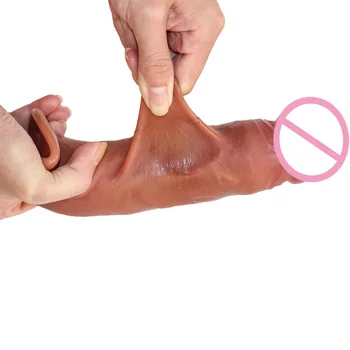 Silicone Huge Dildo Realistic Dildo Sliding Foreskin Liquid Dick G Spot Clitoris Stimulate Penis Adult Erotic Sex Toys for Women 4