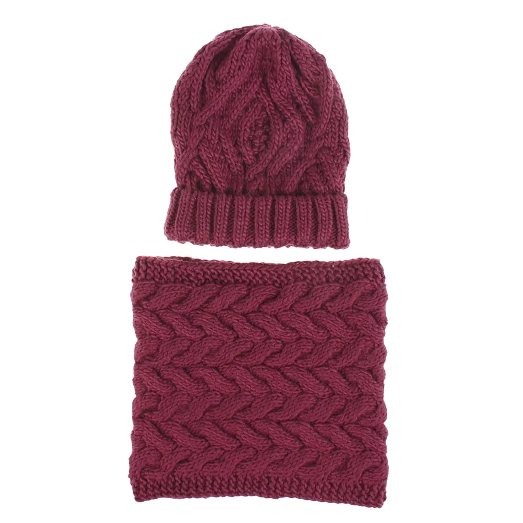 Осенняя Женская двухсекционная однотонная вязаная шапка с шарфом, шапка, сохраняющая тепло, шейный платок, Зимняя женская Выходная шляпа для девочек# g3