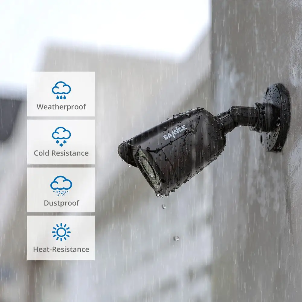 SANNCE 4CH 5-IN-1 DVR 1080P Outdoor Weatherproof 2/4 PCS Security Camera Day/Night CCTV System Kit