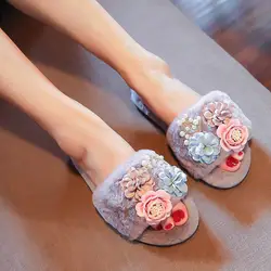 Тапочки; повседневная женская обувь; роскошные женские низкие шлепанцы с цветочным узором; коллекция 2019 года; модная обувь из
