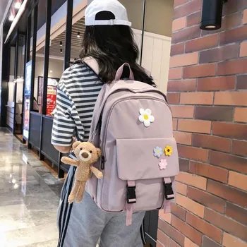 

Ladies Usb Backpack Korean Style Classic Black Preppy Style Fashionable School Bags For Teenage Girls Back Pack Bookbags