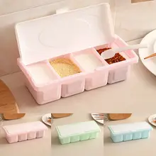 4 банка для специй коробка для хранения приправ бутылка приправы контейнер для кухни коробка для еды с ложкой кухонные приборы для заправки аксессуары