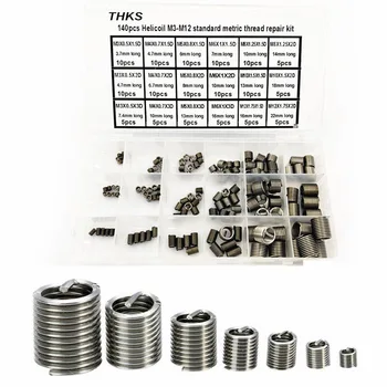 

Helicoil Thread Repair Kit Stripped 140Pcs Set With Box M3-M12 Silver Insert