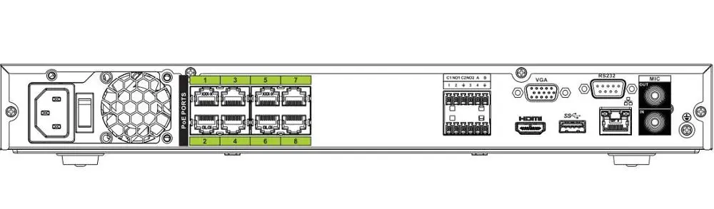 Сетевой видеорегистратор Dahua NVR DHI-NVR5216-8P-I 16-канальный видеорегистратор 1U 8PoE AI Сетевой Видео Регистраторы, на возраст от 1 года до 8 лет PoE Порты поддержка ePoE и EoC NVR5216-8P-I