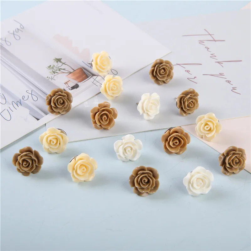 16 шт./компл. Красочные розы толкатели пробковая доска декоративные милые