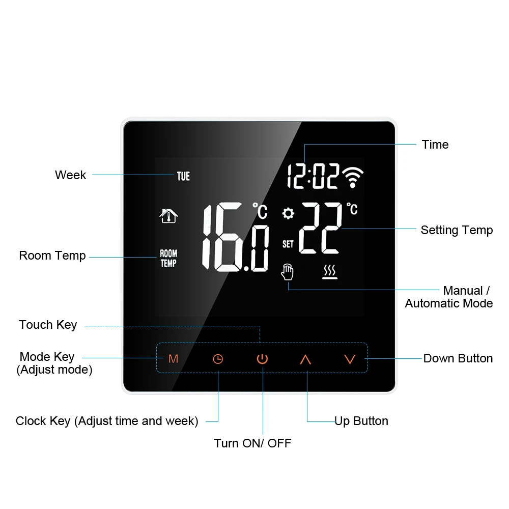 Buy Wifi Thermostat Wireless Smart Temperature Controller LCD Touch Screen ...