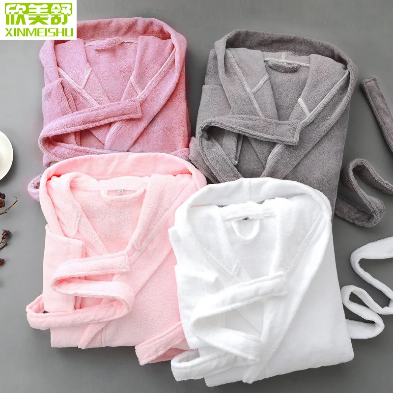 Hotel Bathrobe Men Women Autumn Winter 100 Cotton Towel Material