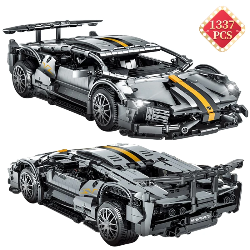 Criação especialista super carro bloco de construção modelo estático moc conjunto cinza bloco de construção do carro brinquedo das crianças adulto presente aniversário