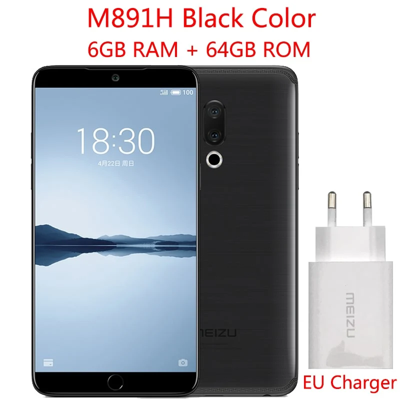 Meizu 15 Plus, глобальная версия, 6 ГБ, 64 ГБ/128 ГБ, мобильный телефон Exynos 8895, четыре ядра, 5,95 дюймов, 2560x1440 P, экран, отпечаток пальца, ID, быстрое зарядное устройство - Цвет: M891H Black 6G 64G