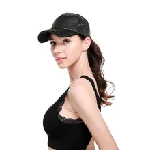 Унисекс уличная Женская кепка с блестками одноцветная бейсболка s Регулируемая Кепка Весна Осень нового размера плюс Повседневная модная кепка