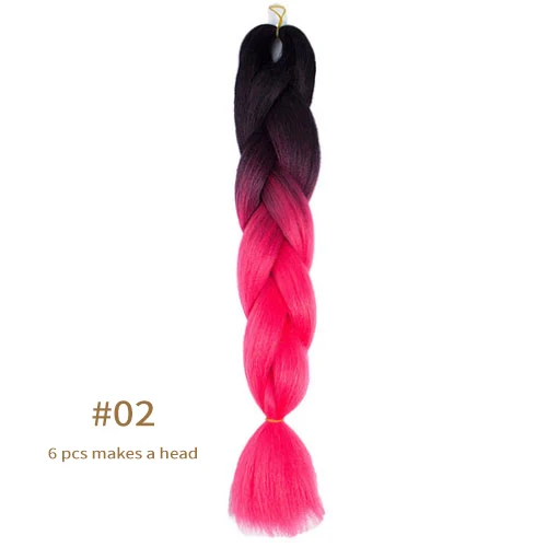 Synthetic jumb Braids Ombre Braiding Hair Extension Box Braid Hair Pink Purple Yellow Golden Colors hair 24inch kanekalons hair B2