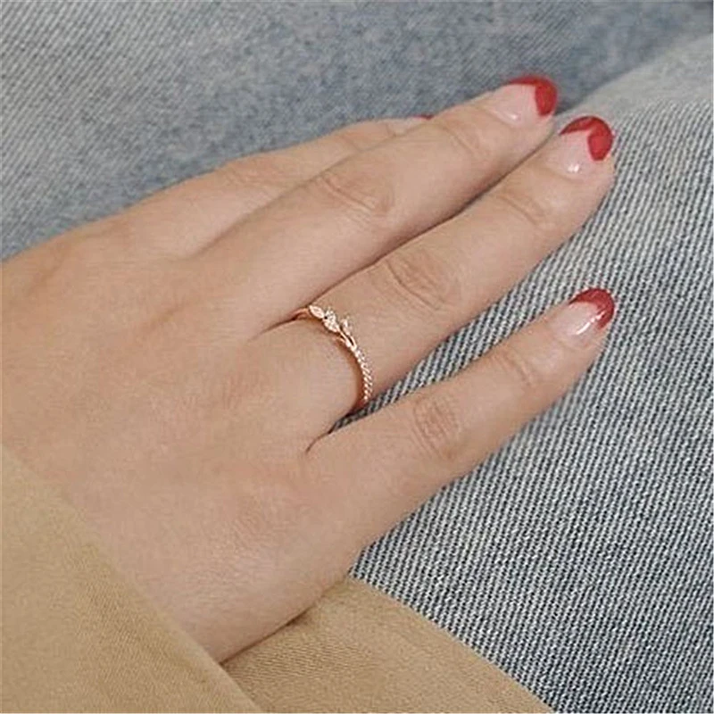 Flowers Ring Plating Rose Gold Silver Color Micro Cubic Zirconia Tail Ring Women's Jewelry Accessories