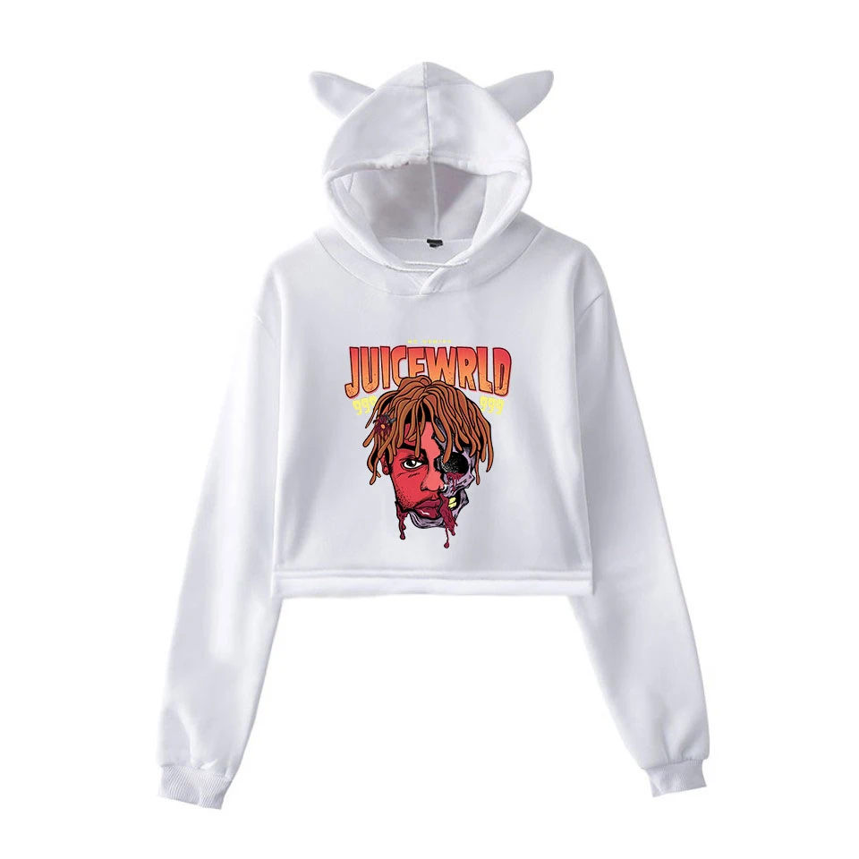 Kpop Juice wrld модная кепка с кошачьими ушками Сексуальная толстовка с принтом сексуальный тренд короткий кошачий Топ женские толстовки Горячая одежда Kpop