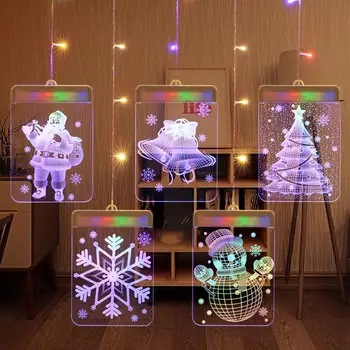 

Christmas Bell Snowflake LED String Lights Curtain Wedding Birthday Decoration Romantic 3D Light Christmas Decorations For Home