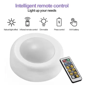 

6X LED KITCHEN CABINET UNDER UNIT CUPBOARD LIGHT ROUND DIMMABLE COOL WARM REMOTE