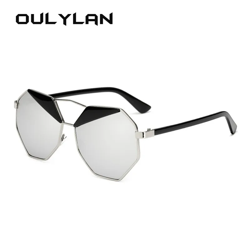 Oulylan, фирменный дизайн, полигон, солнцезащитные очки для женщин и мужчин, трендовые, для бровей, металлические, солнцезащитные очки, оттенки, Ретро стиль, зеркальные очки, UV400
