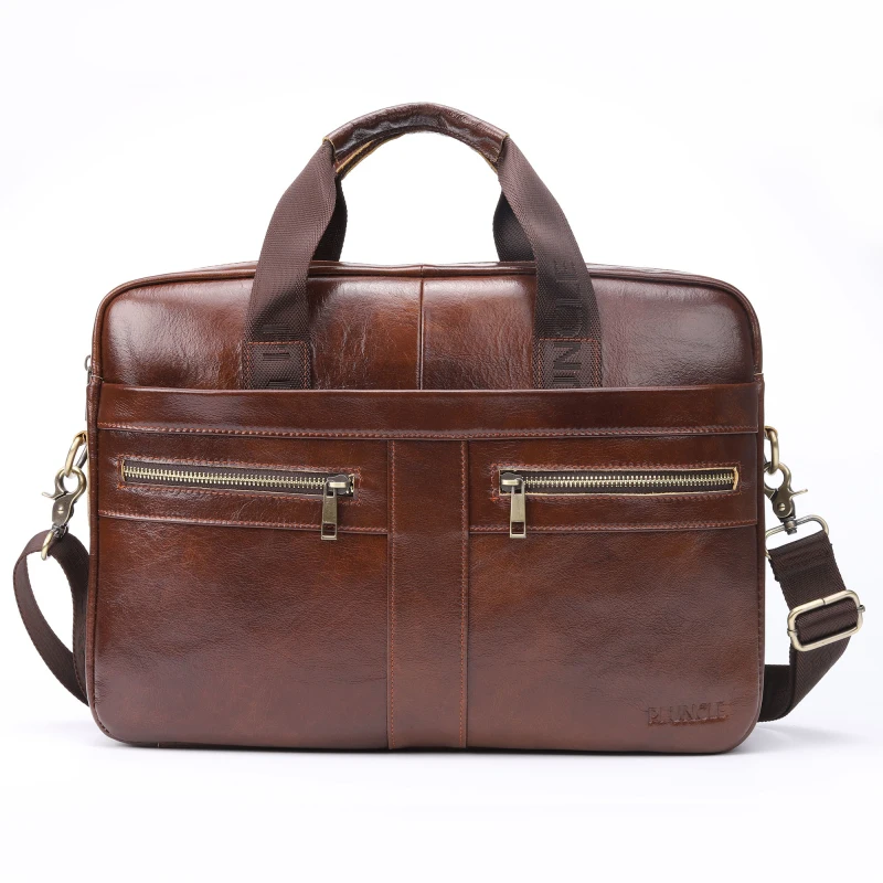 Мужской кожаный портфель, деловая офисная сумка, сумка для ноутбука, портфель, сумки на плечо - Цвет: 2