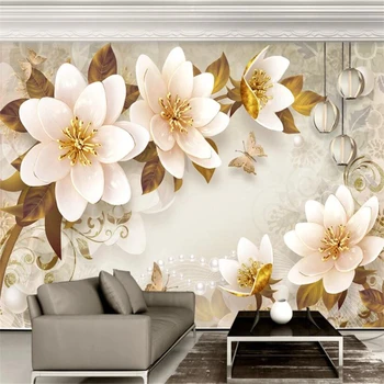 

beibehang Custom European retro Embossed jewelry flower wall stickers home decor living room TV background 3D murals wall paper