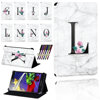 

White Marble Case for Lenovo Tab 2 A7 / A8 / A10-70 / Tab 3 / Tab 4 Tablet Pu Leather Foldable Dust-proof Lightweight Case Cover