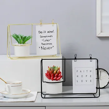 

Ceramic Plant Vase Metal Message Holder Photo Frame Note Clip Postcard Display Gift Home Decoration Vase Furnishing Articles