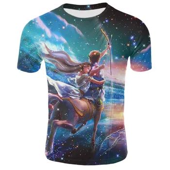 

2020 New Casual T shirt For Men Women 3d High Quality 12 Constellation Goddess Print T-shirt Short Sleeve Tee shirt Top